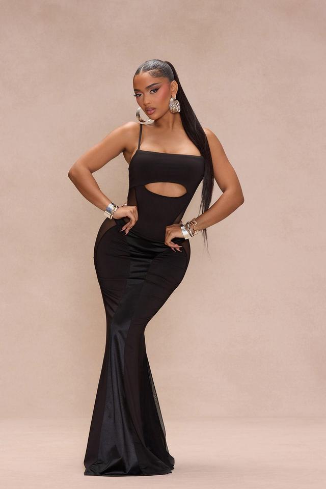 Jolie Mesh Maxi Dress - Black Product Image