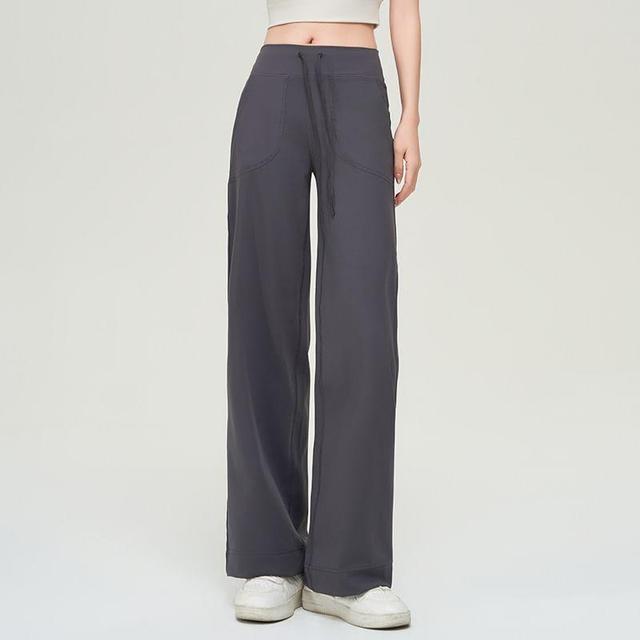 High Waist Plain Wide Leg Sweatpants Product Image