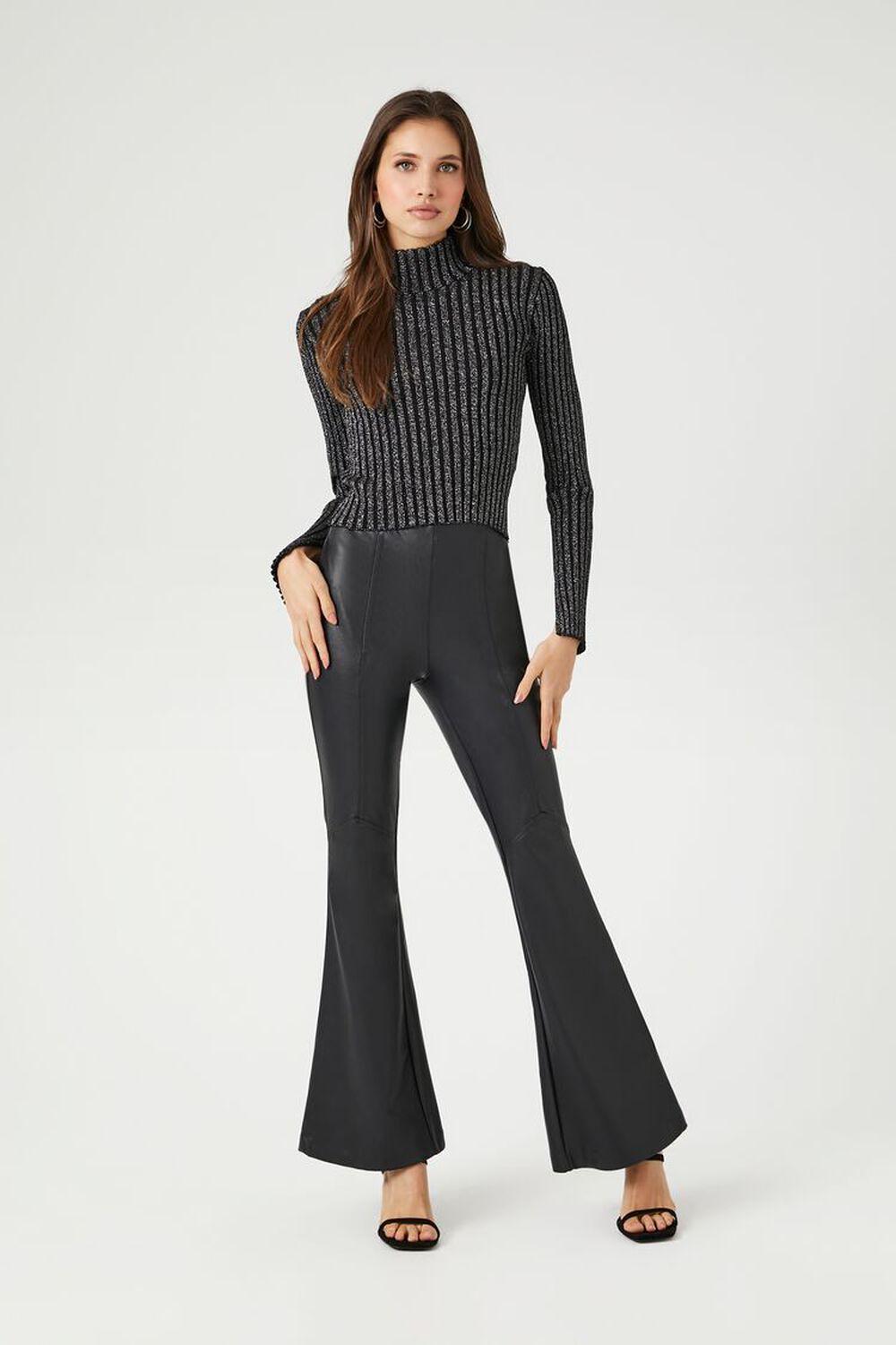 Faux Leather Mid-Rise Flare Pants | Forever 21 Product Image