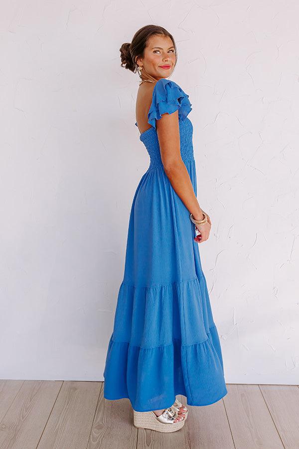 Seaside Chic Smocked Maxi In Ocean Blue Product Image