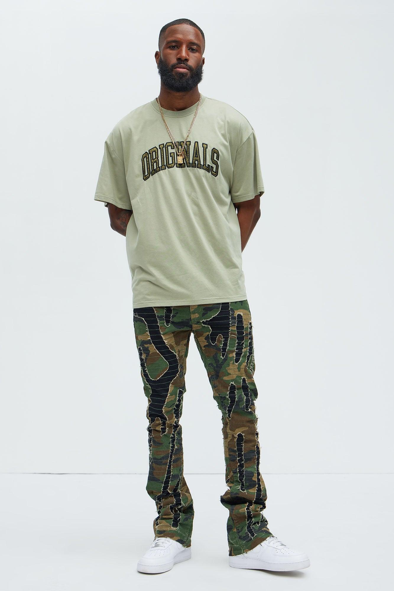 Stay Ready Stitched Slim Flare Pants - Camouflage Product Image