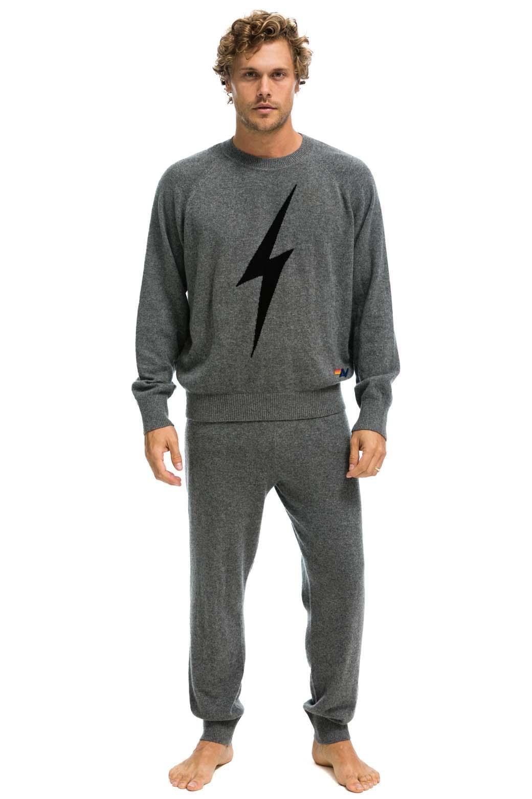 MEN'S BOLT CASHMERE LIGHT SWEATER PANT	- DEEP HEATHER // BLACK BOLT Male Product Image