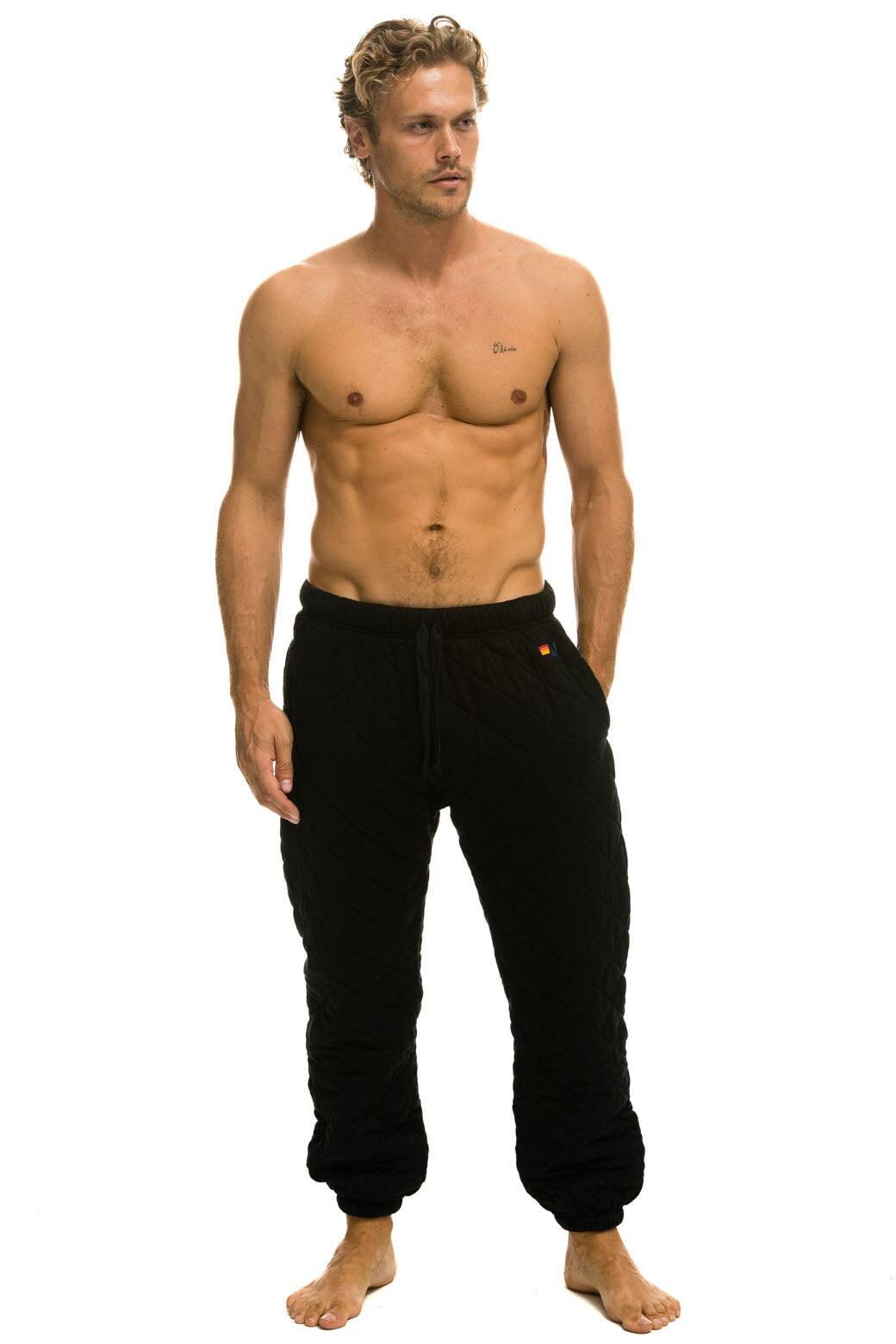 QUILTED SWEATPANTS - BLACK Male Product Image