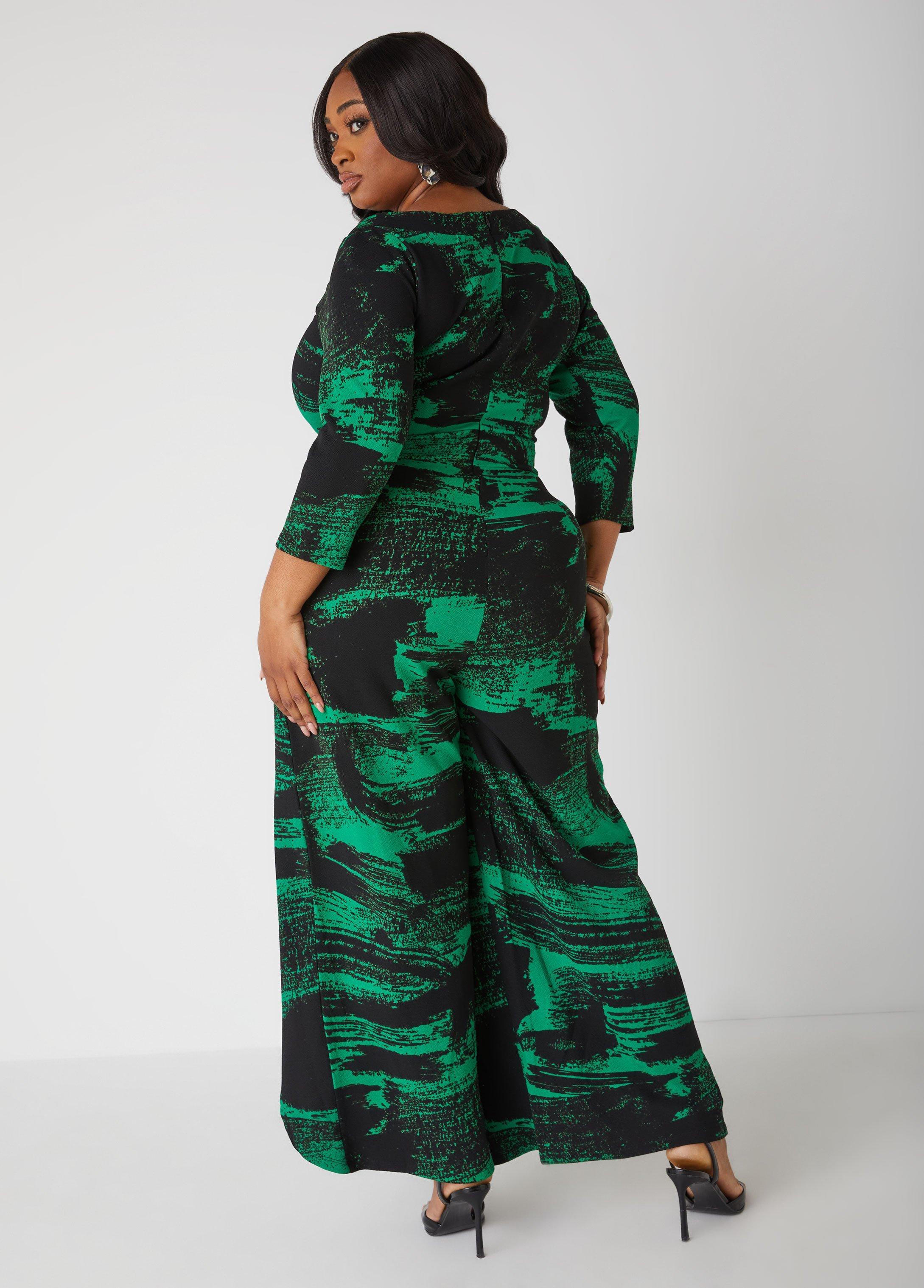 Abstract Print Faux Wrap Jumpsuit Product Image