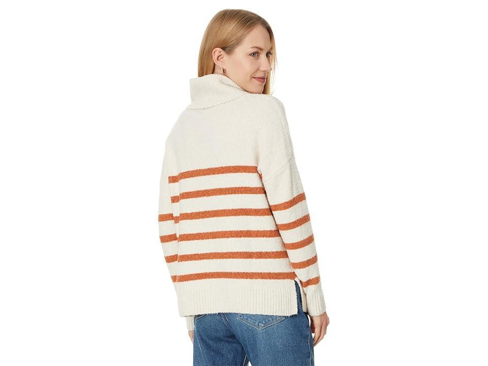 Lilla P Striped Turtleneck Sweater (Snow Stripe) Women's Sweater Product Image