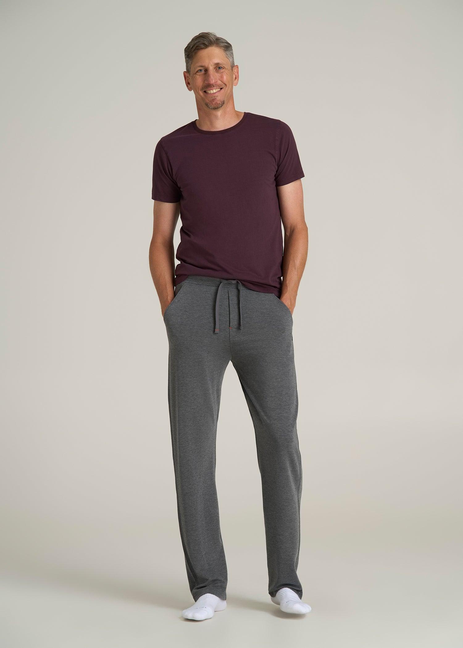 Open Bottom Tall Men's Pajama Pants in Charcoal Mix Male Product Image