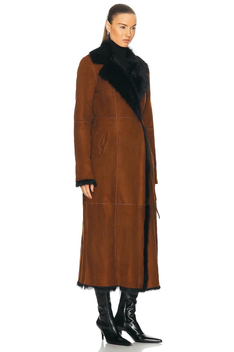 NOUR HAMMOUR Joni Shearling Coat in Cognac Product Image