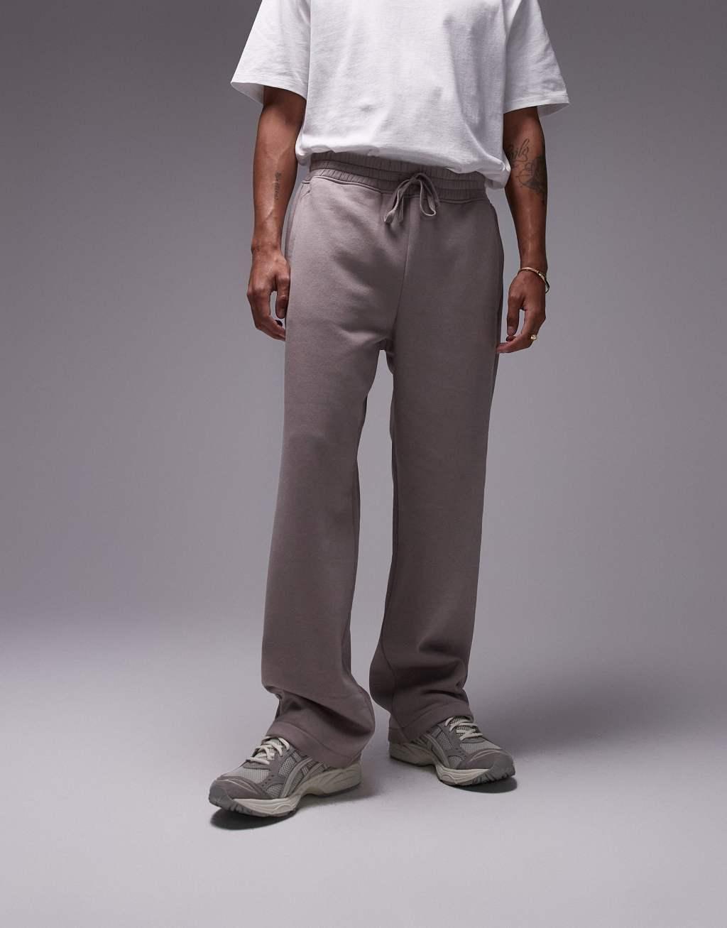 Topman straight leg sweatpants in stone Product Image