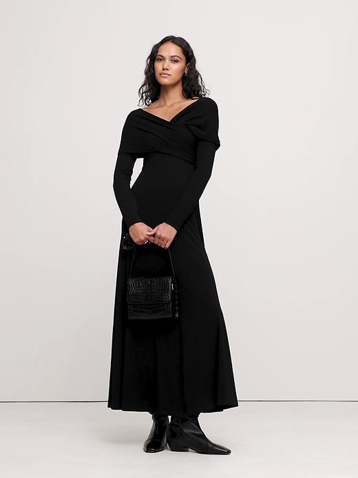 Luxe Wool-Blend Off-Shoulder Maxi Dress Product Image