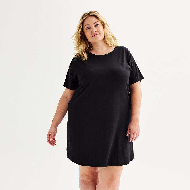 Plus Size Sonoma Goods For Life Cotton Modal Short Sleeve Sleep Shirt, Womens Product Image