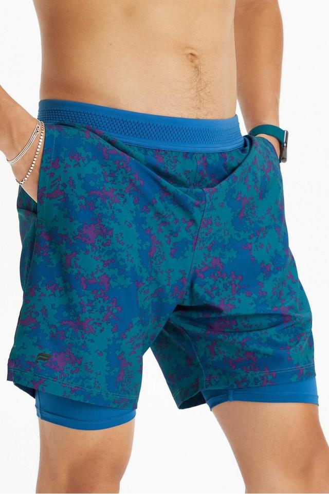 Fabletics Men The Fundamental Short (Lined) male Nautical Teal Nueue Camo Size M Product Image