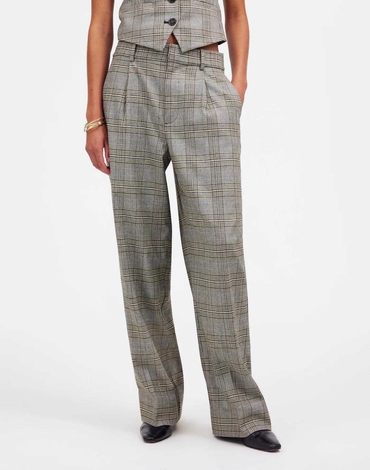 Slouchy Straight Pants in Yarn-Dyed Plaid Product Image