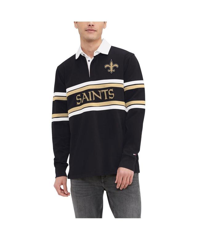 Mens Tommy Hilfiger Black New Orleans Saints Cory Varsity Rugby Long Sleeve T-Shirt Product Image