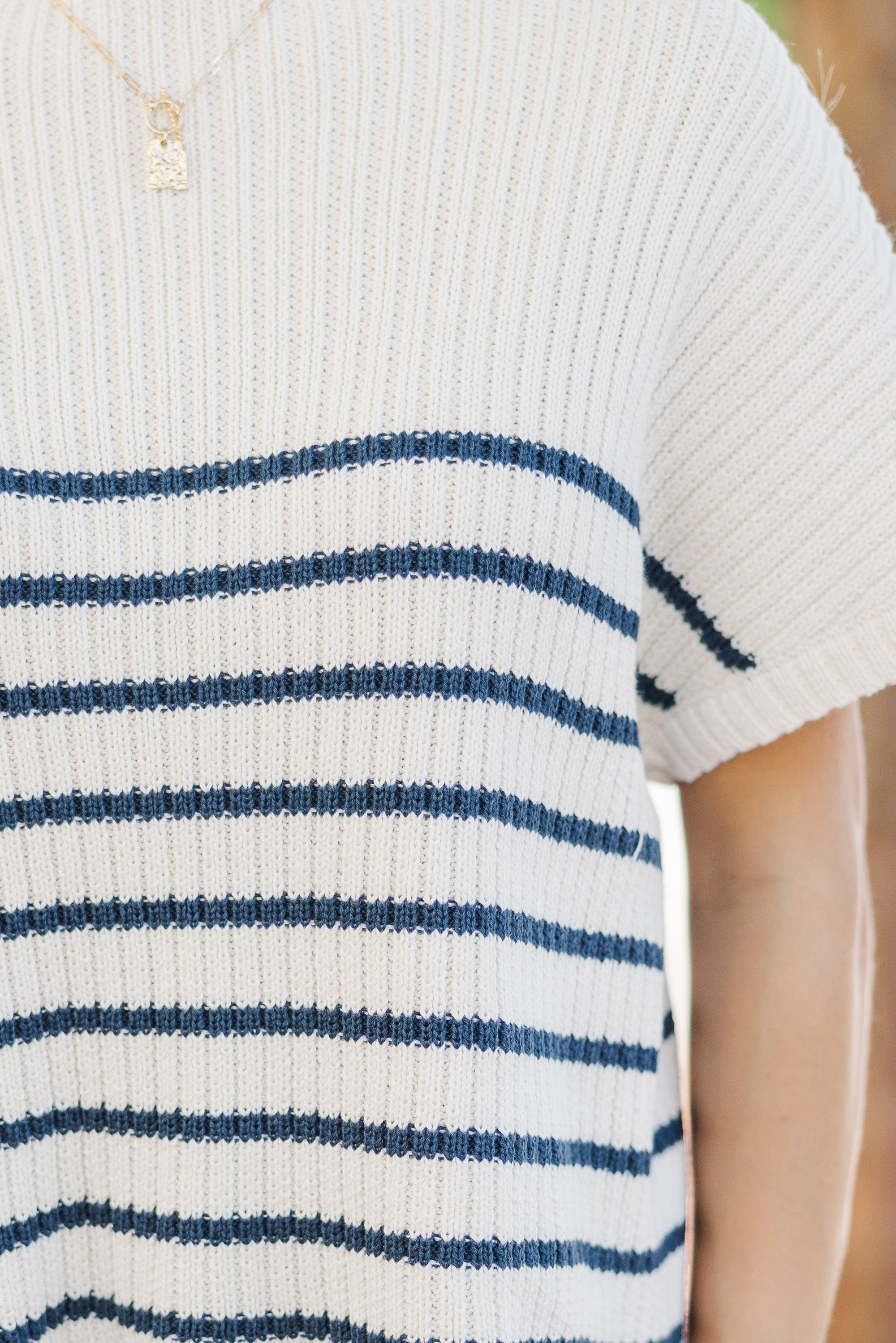 Ready For The Day Navy Blue Striped Sweater Female Product Image