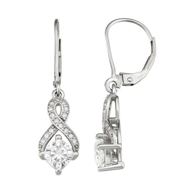 Charles & Colvard 14k White Gold 1 1/3 Carat T.W. Lab-Created Moissanite Drop Earrings, Womens Product Image