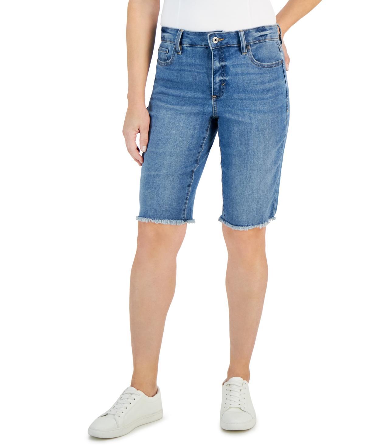 Style & Co Womens Mid-Rise Raw-Edge Bermuda Jean Shorts, Created for Macys Product Image