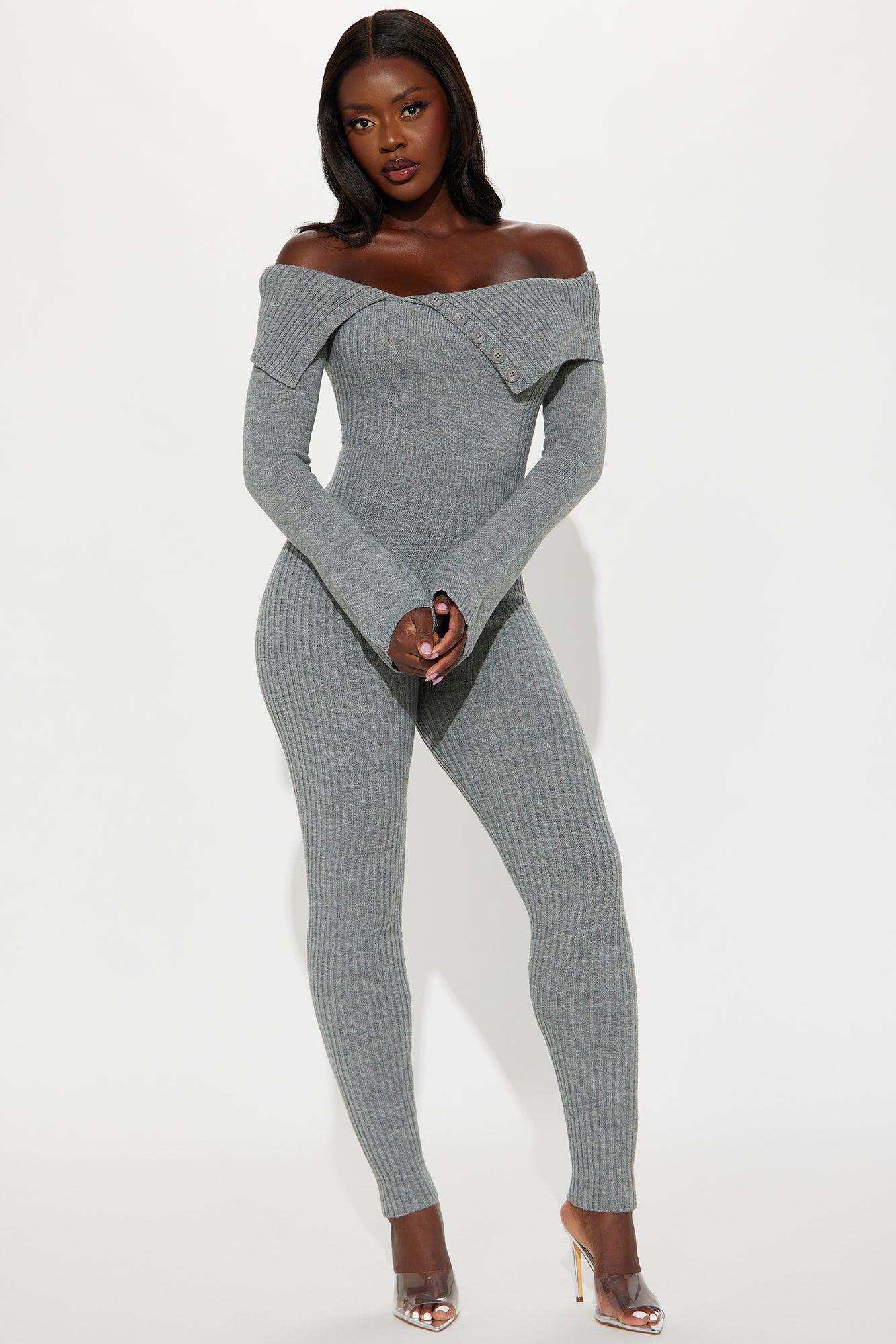 Close To You Sweater Jumpsuit - Heather Grey Product Image