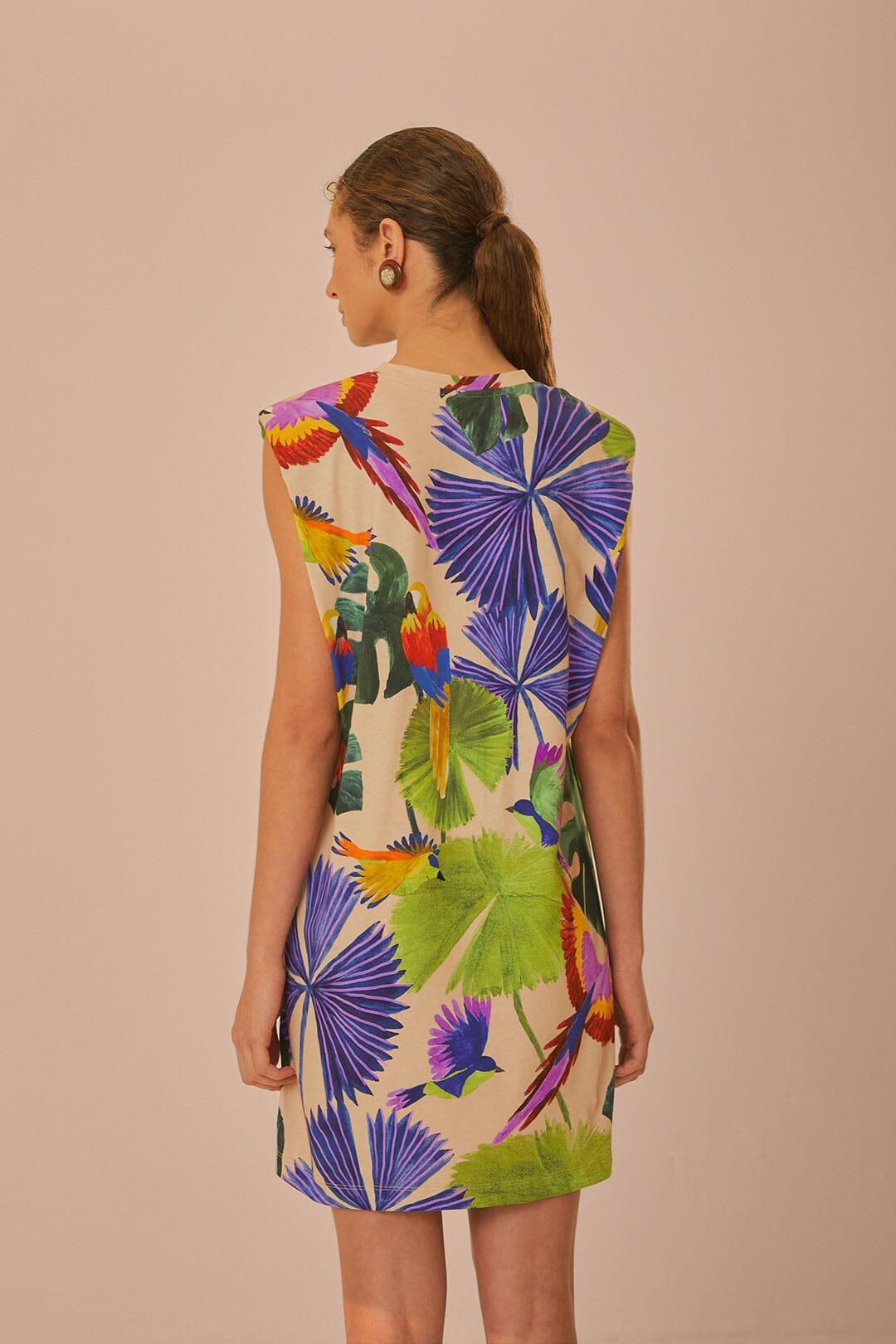 Sand Macaw Jungle Organic Cotton T-Shirt Dress Product Image