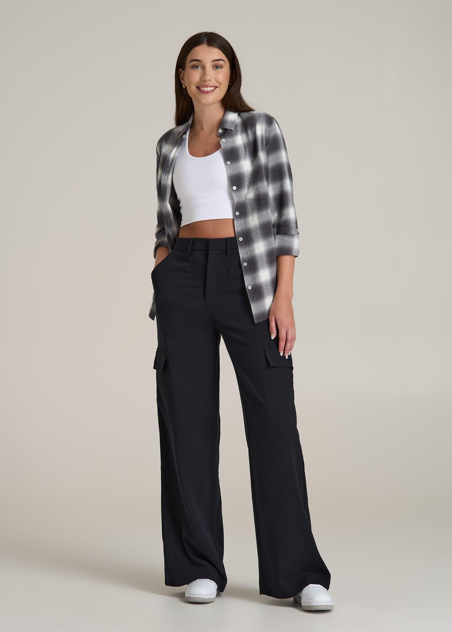 Cargo Wide Leg Dress Pant Women's in Black Product Image