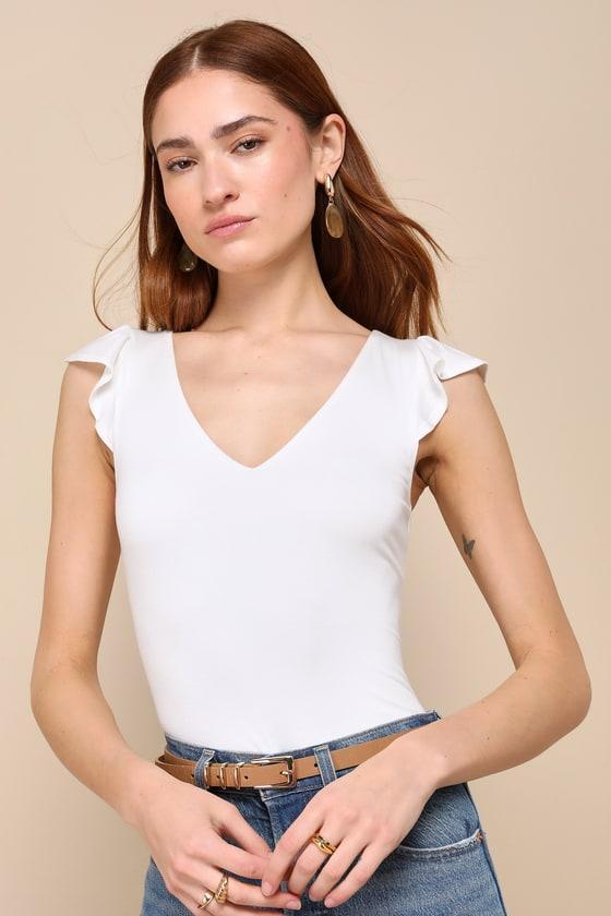 Have You Crushin' White Flutter Sleeve Top product image