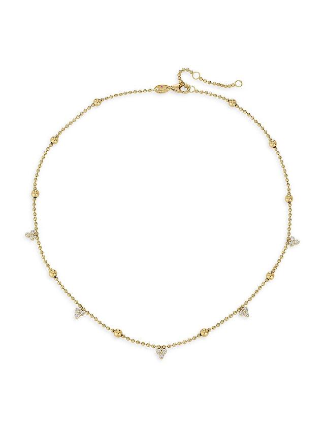 Womens Love By The Yard 18K Yellow Gold & 0.49 TCW Diamond Beaded Station Necklace Product Image