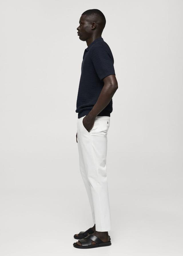 MANGO MAN - Cotton tapered crop pants whiteMen Product Image