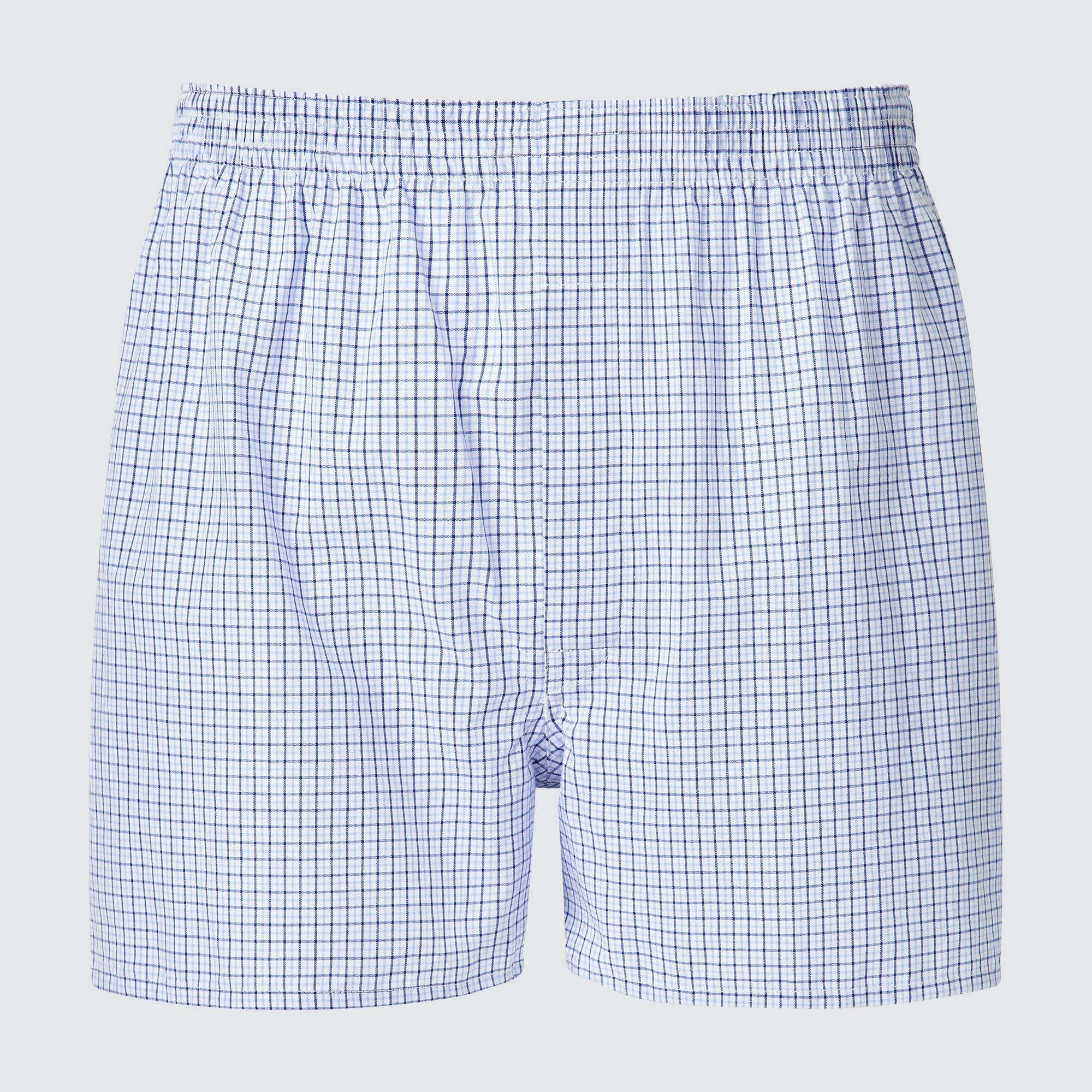 Mens Woven Checked Trunks Light Gray Small UNIQLO US Product Image