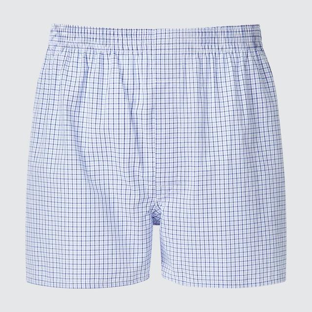 Mens Woven Checked Trunks Light Gray Medium UNIQLO US Product Image