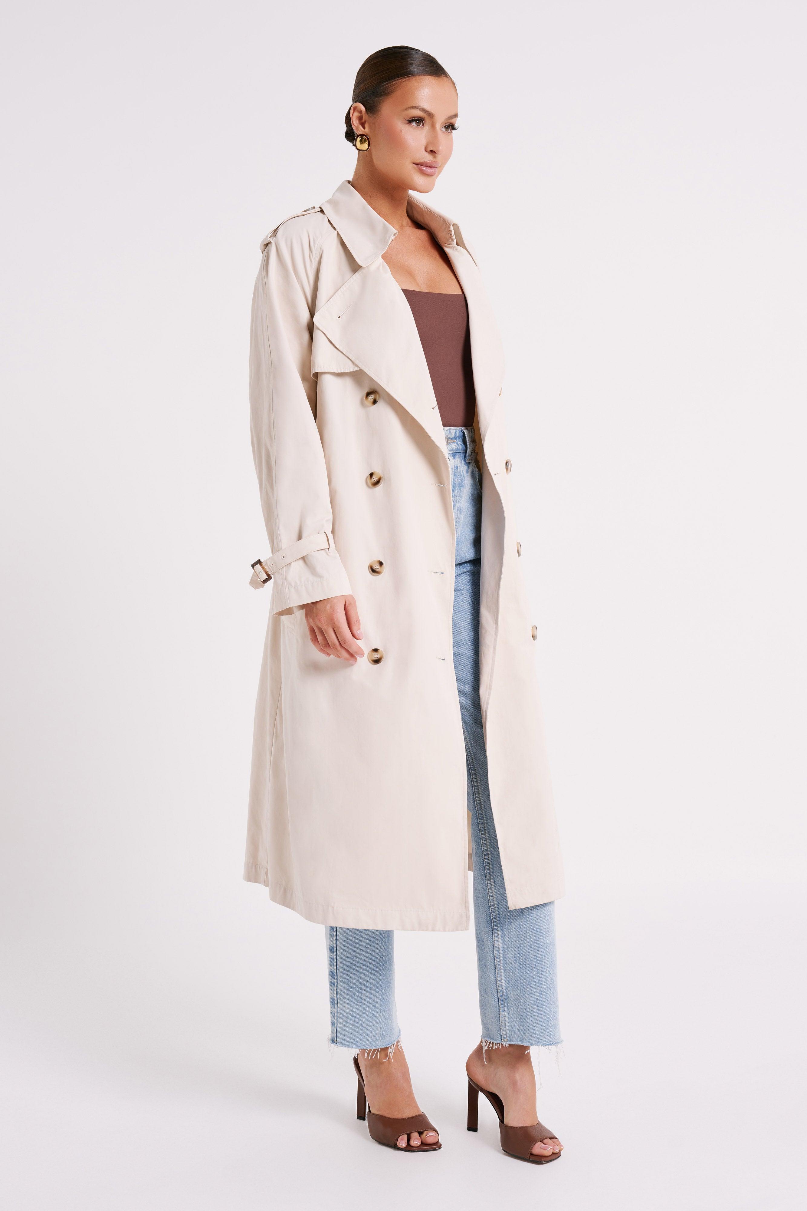 Channing Trench Coat With Belt - Cream Product Image