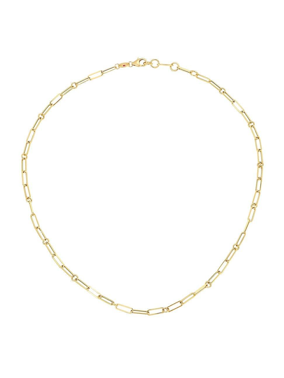 Womens 18K Yellow Gold Paper Clip Chain Necklace, 19 Product Image