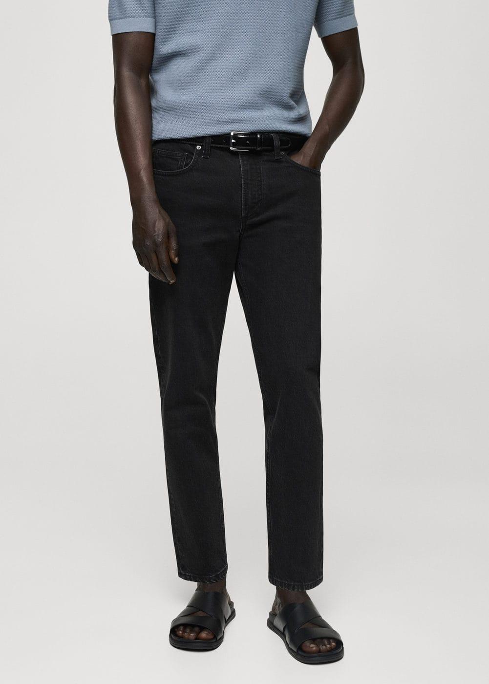 MANGO MAN - Ben tapered fit jeans black denimMen Product Image