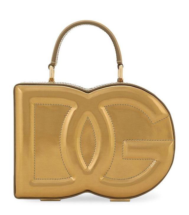 Metallic Leather Logo Box Top-handle Bag In Multi Product Image