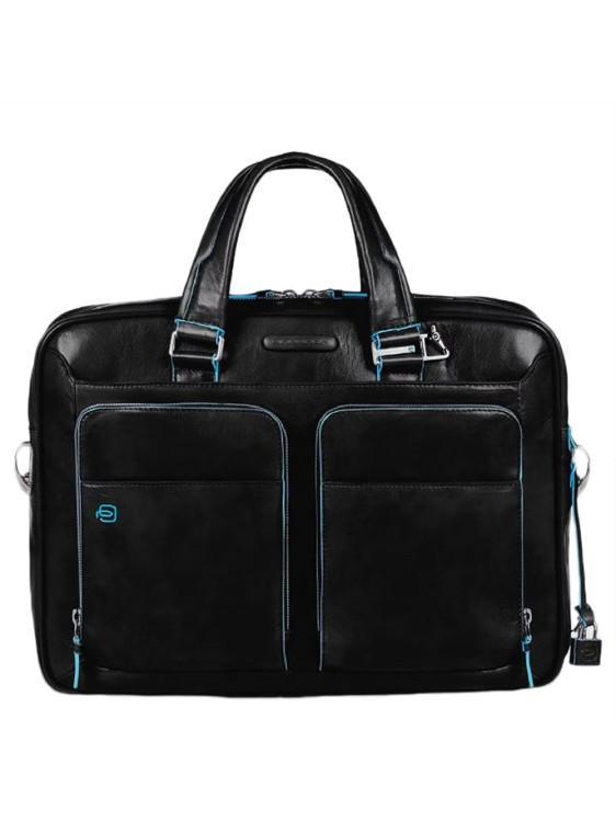 PIQUADRO Black Leather Workbook Briefcase Product Image