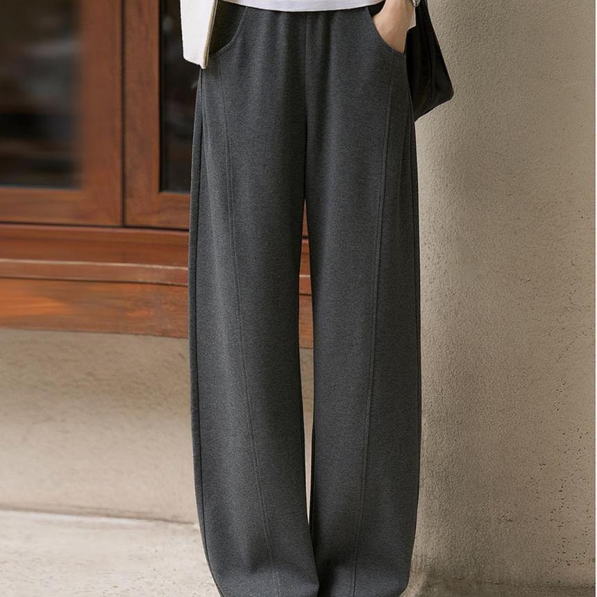 High Rise Plain Wide Leg Pants Product Image