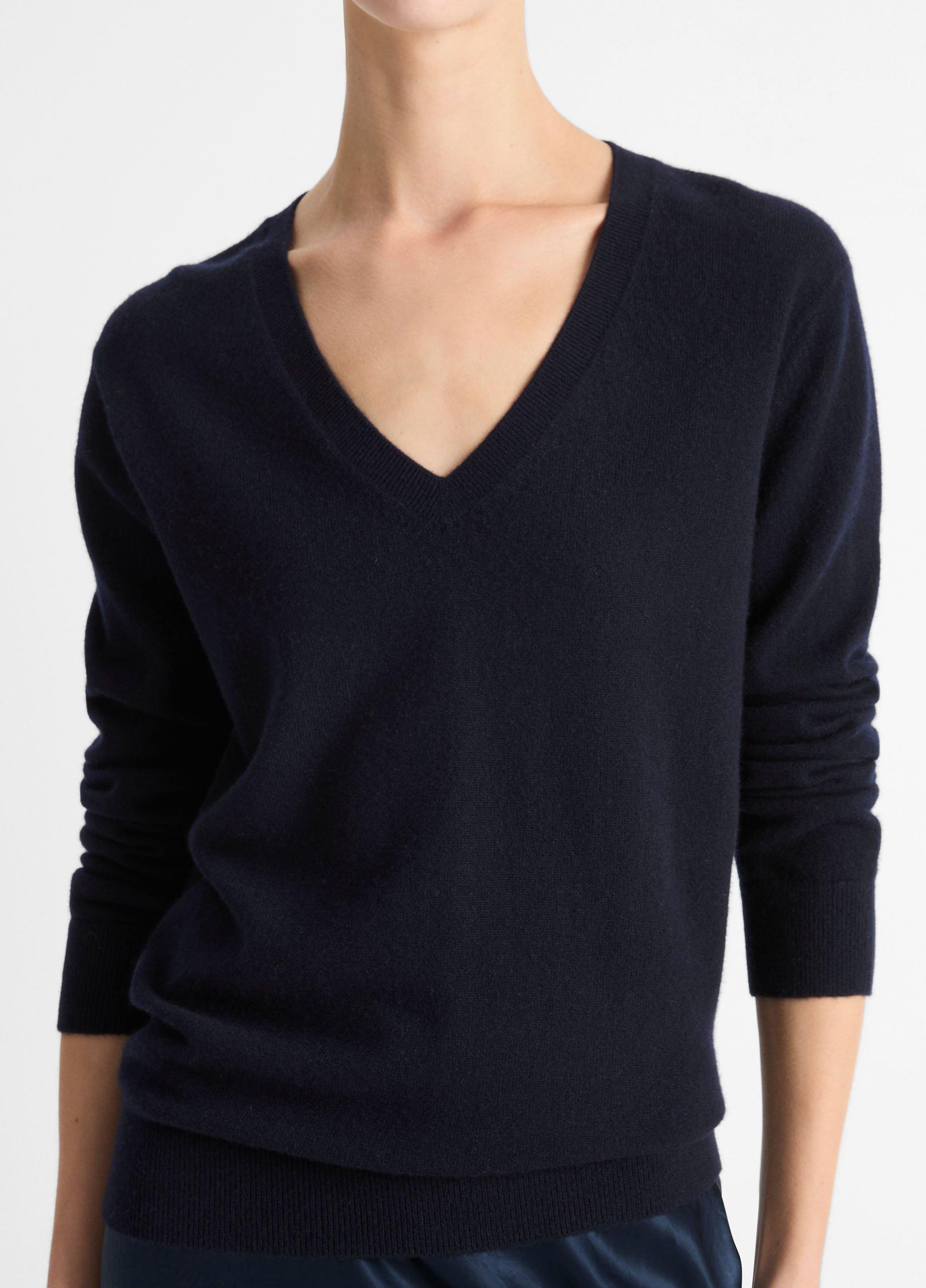 Womens Cashmere Weekend V-Neck Sweater, Heather Steel, Size XXS Vince Product Image