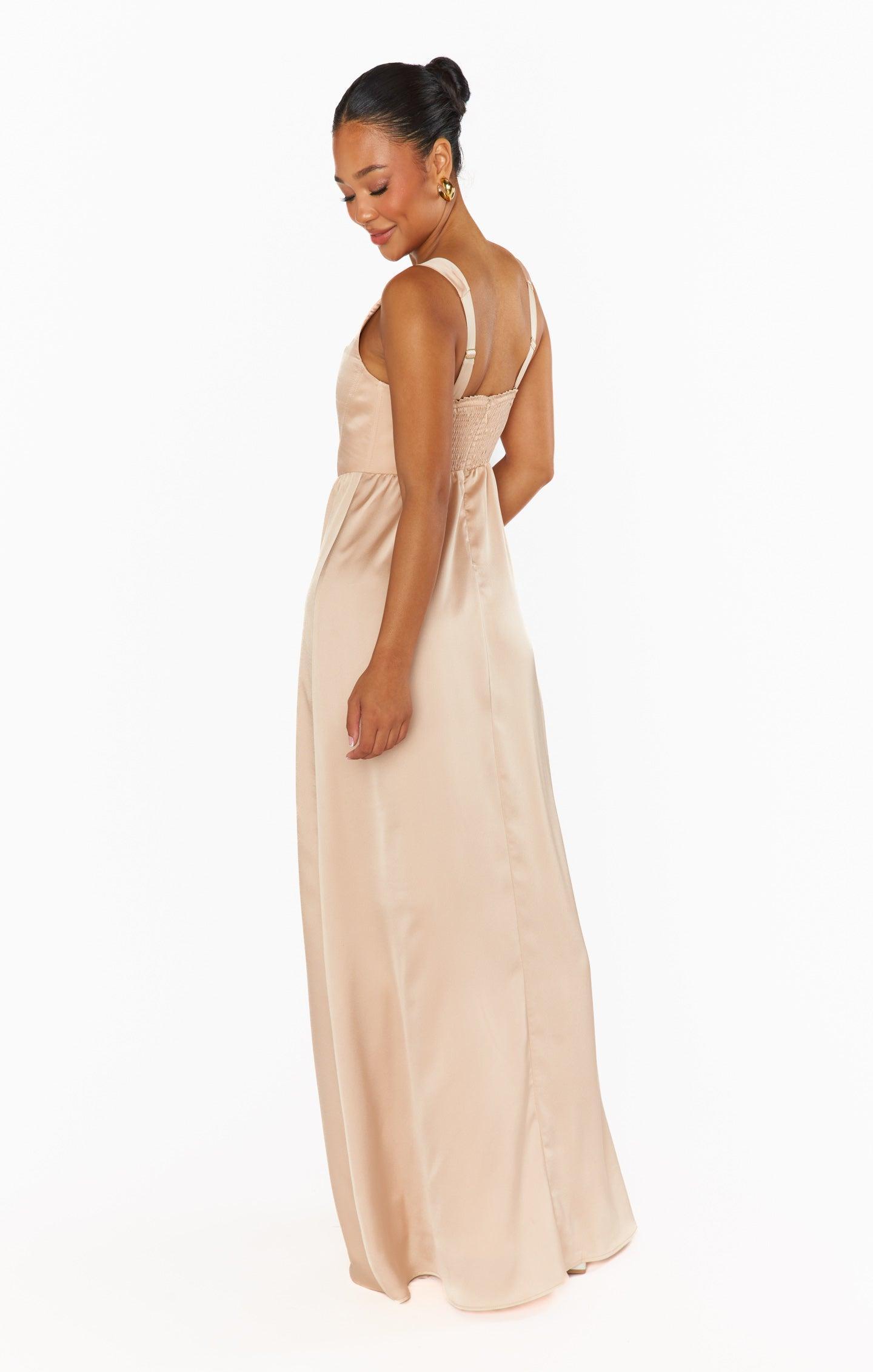 Nina Maxi Dress ~ Champagne Luxe Satin Product Image