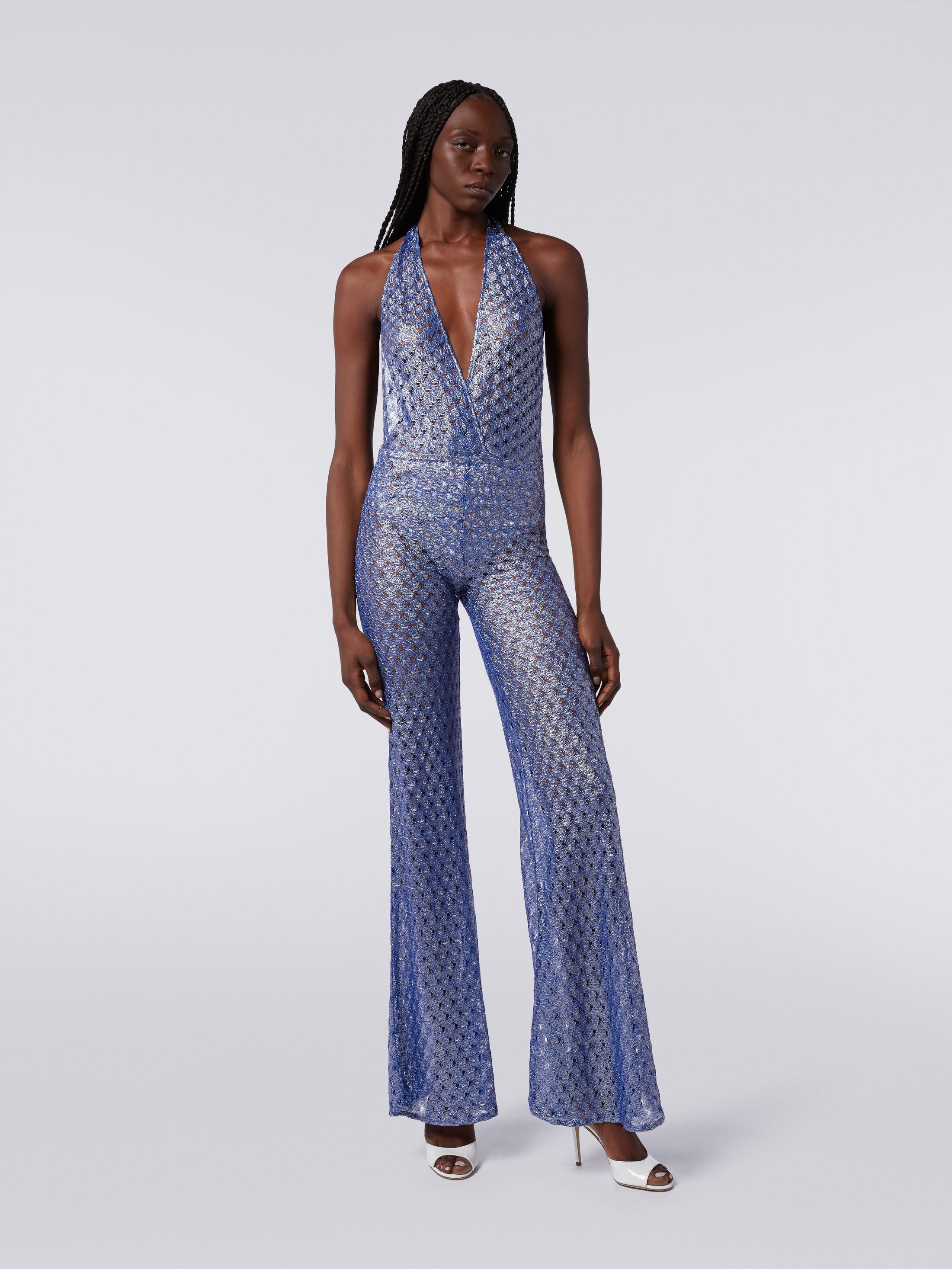 Lace-effect jumpsuit with V neckline  Product Image