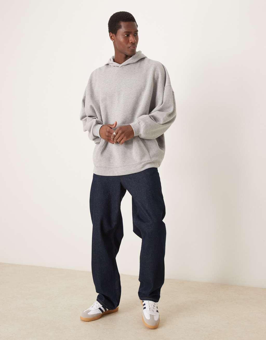 ASOS DESIGN extreme oversized hoodie with fixed hem in gray heather Product Image