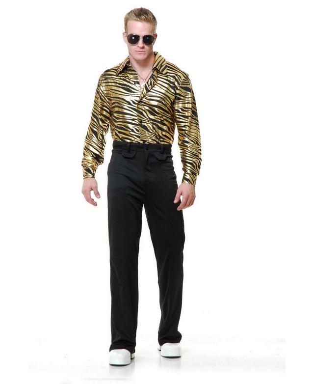 BuySeasons Mens Zebra Print Disco Shirt Gold - Gold Product Image