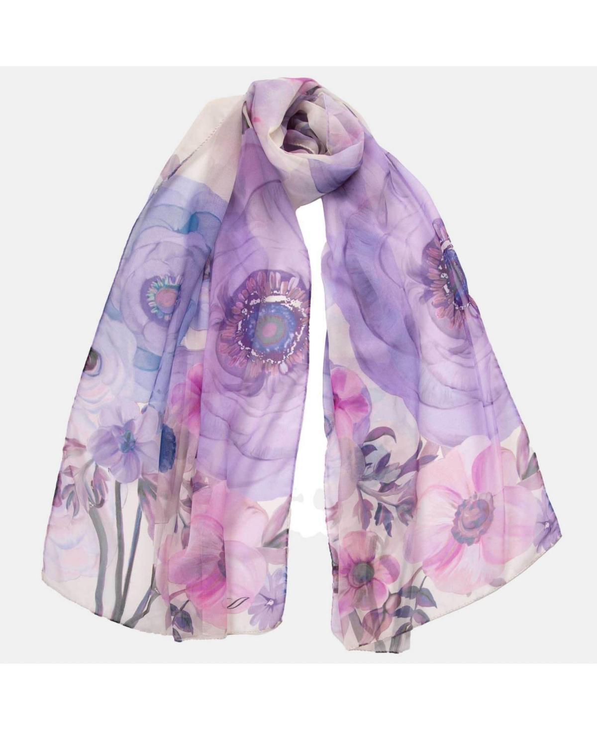 Campo de Fiori - Long Sheer Silk Scarf for Women - Mauve Product Image