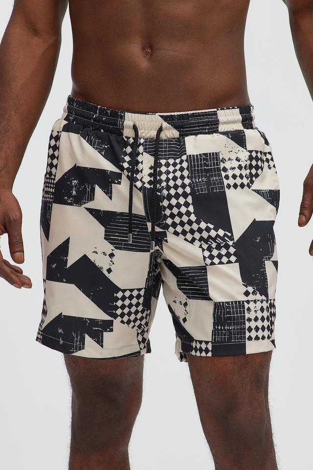 Fuller Geometric Swim Trunks - Black/combo Product Image