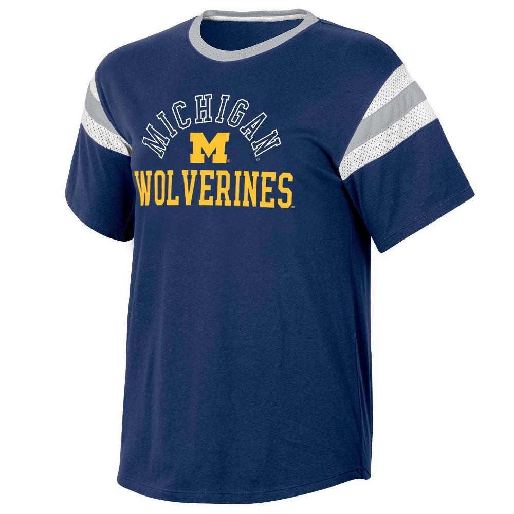 NCAA Michigan Wolverines Womens Short Sleeve Stripe T-Shirt Product Image