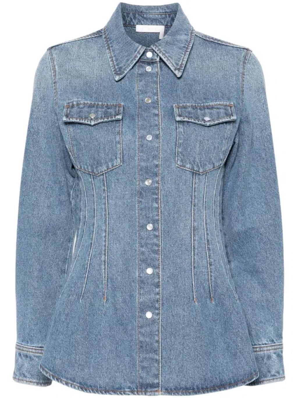 Blue Corset-style Denim Shirt product image