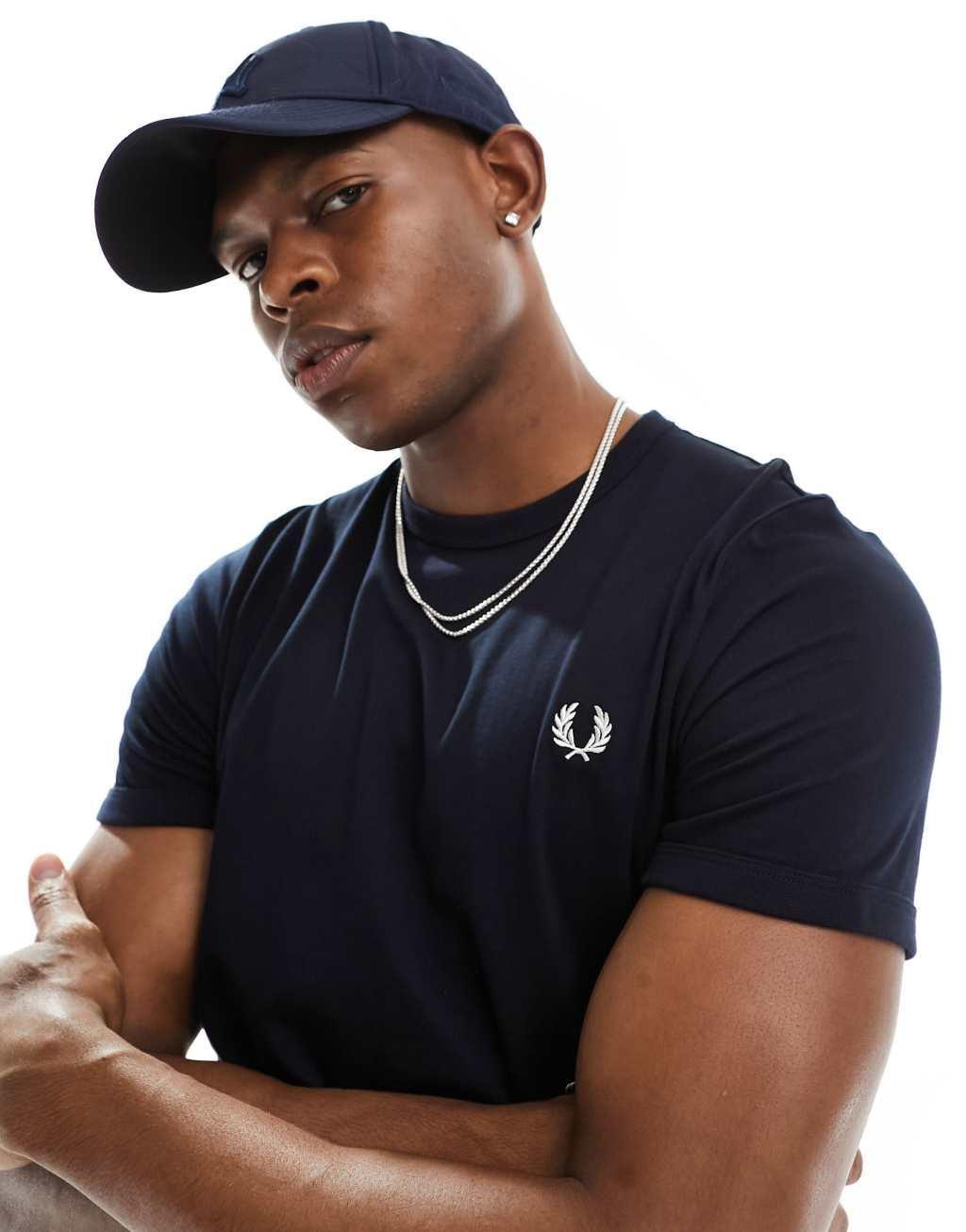 Fred Perry ringer t-shirt in navy Product Image