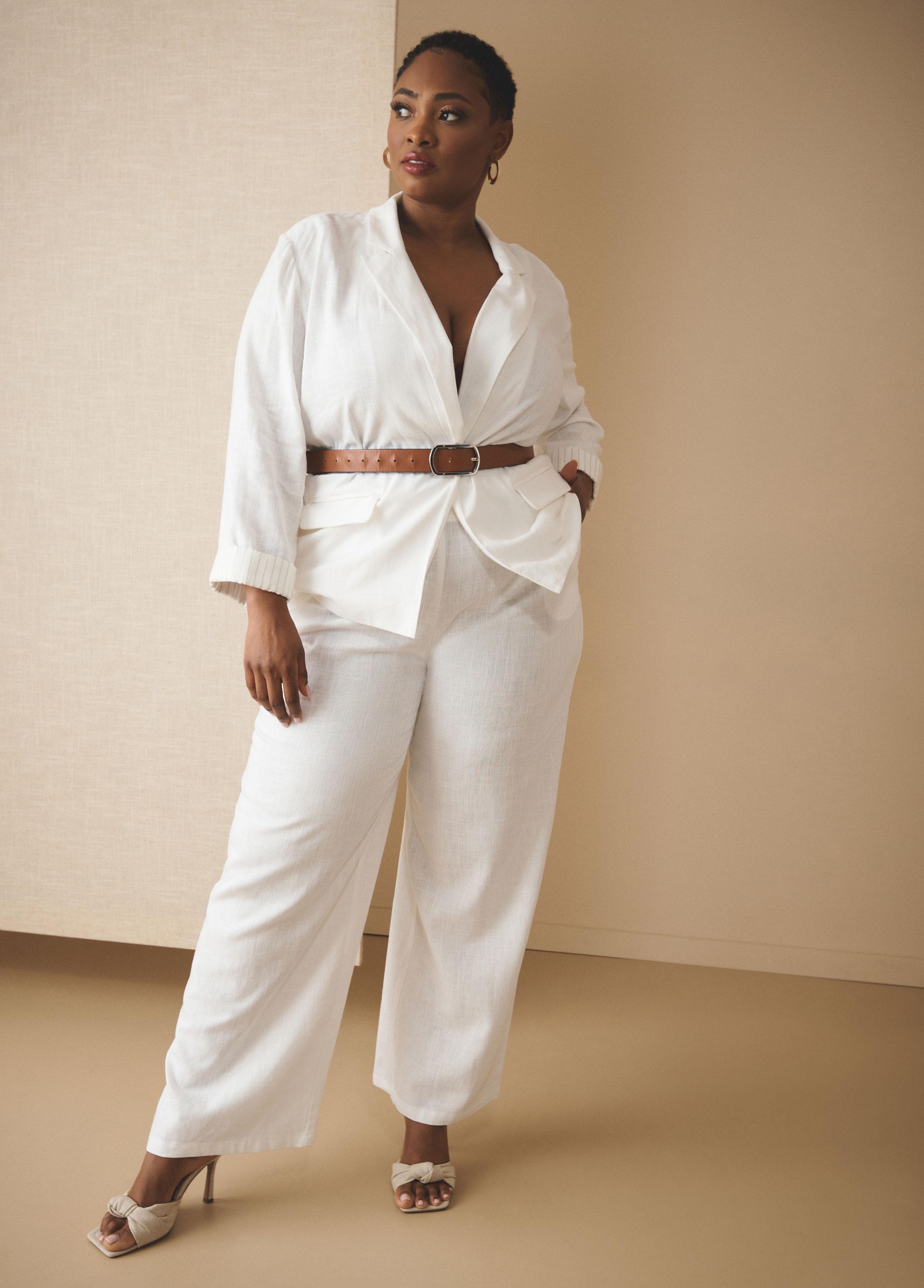 Plus Size Belted Wide Leg Pants Ashley Stewart Product Image