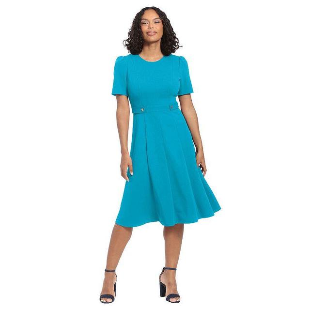 Womens London Times Solid Side Tab Fit & Flare Dress Product Image