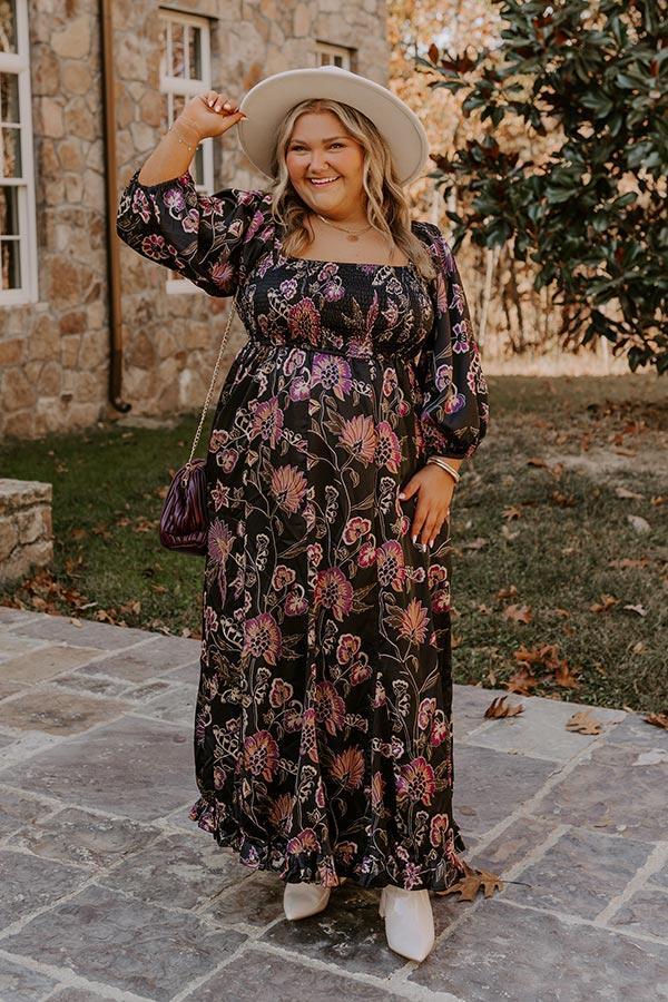 Autumn Encounters Satin Floral Maxi Dress Curves Product Image