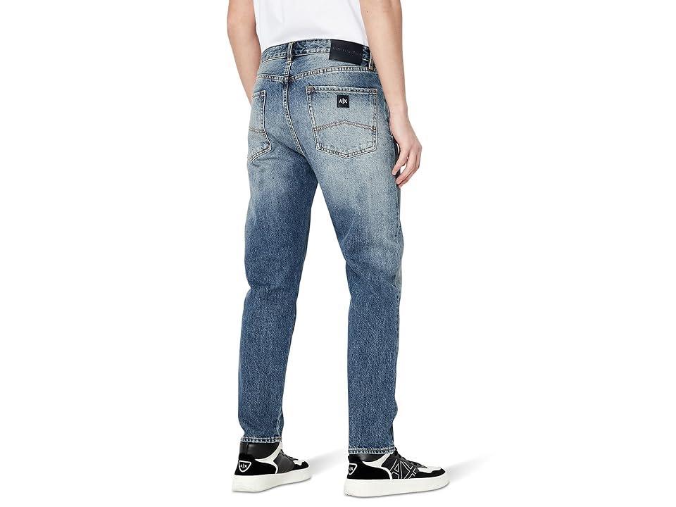 Armani Exchange Distressed Tapered Jeans (Indigo Denim) Men's Jeans Product Image