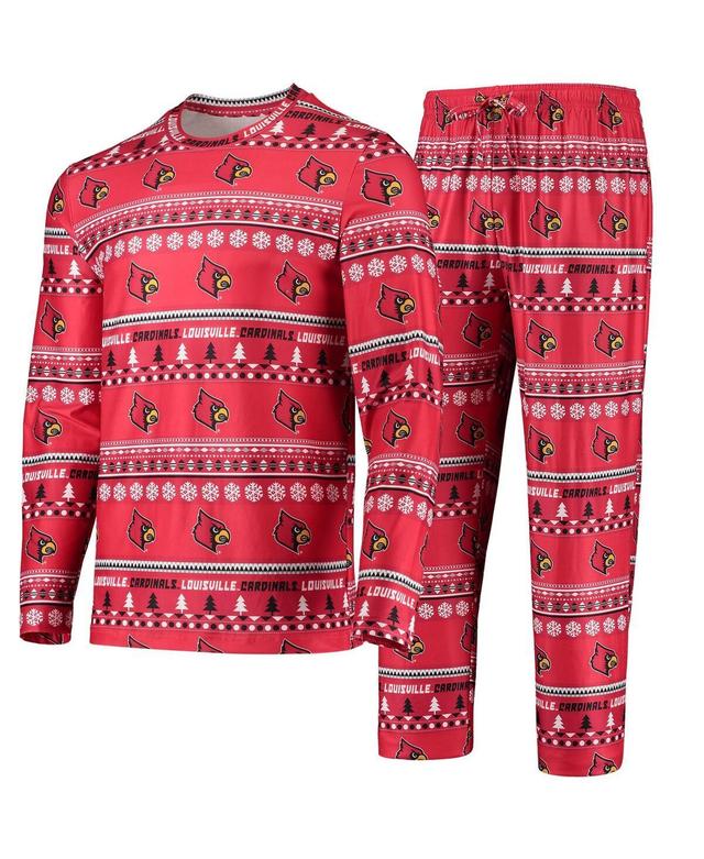 Mens Concepts Sport Louisville Cardinals Ugly Sweater Long Sleeve T-Shirt and Pants Sleep Set Product Image