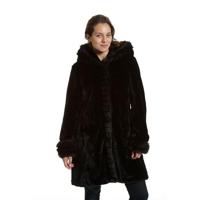 Plus Size Excelled Hooded Faux-Fur Jacket, Womens Product Image